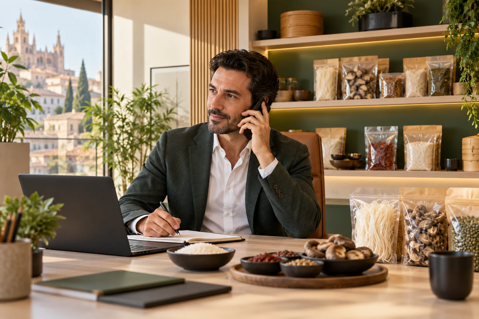 Immagine concettuale di un referente commerciale al telefono
