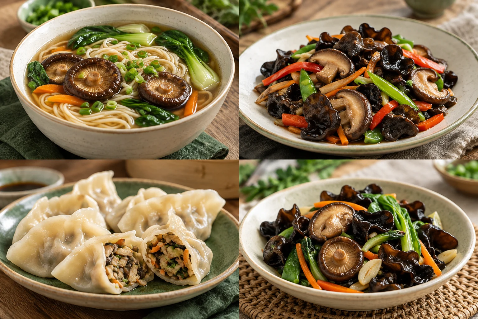 Fotografia concettuale di funghi e verdure secche