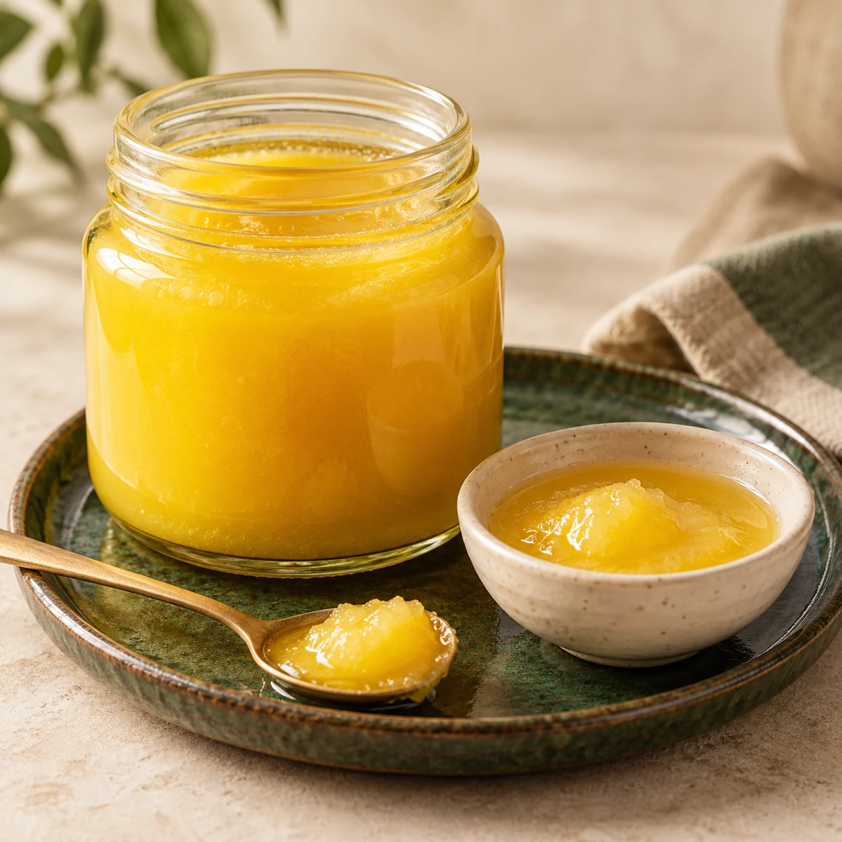 Ghee per ristorazione e alimentazione indiana all'ingrosso, in barattolo neutro con un campione